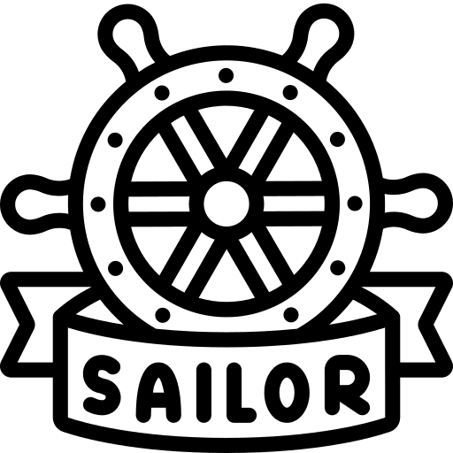 Wheel captain marine banner icon