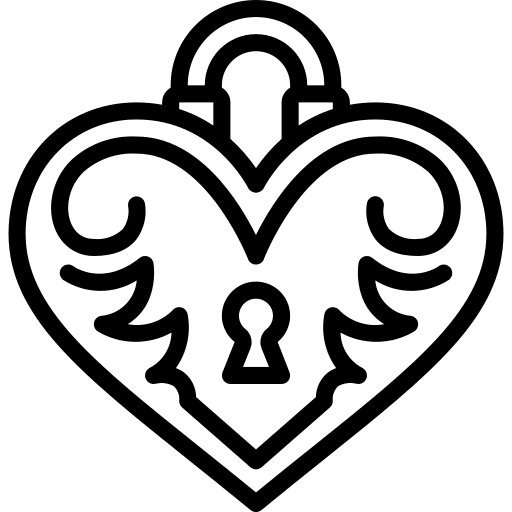 Heart secure valentines day lock icon