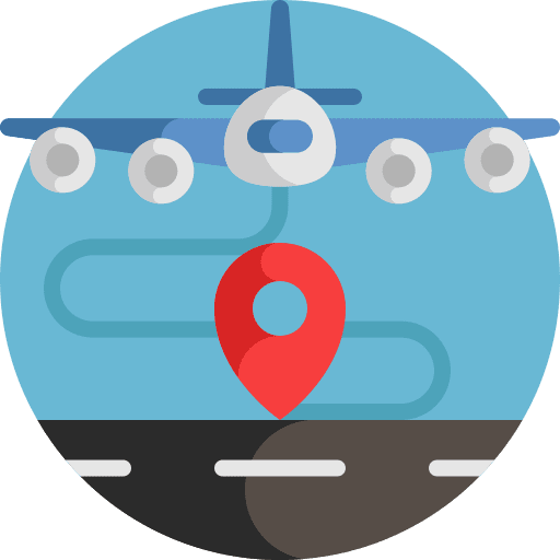 Route maps and location route aeroplane icon