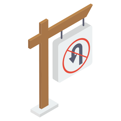 U turn road traffic signal signs icon