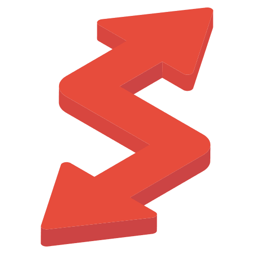 Two ways arrows winding curve icon