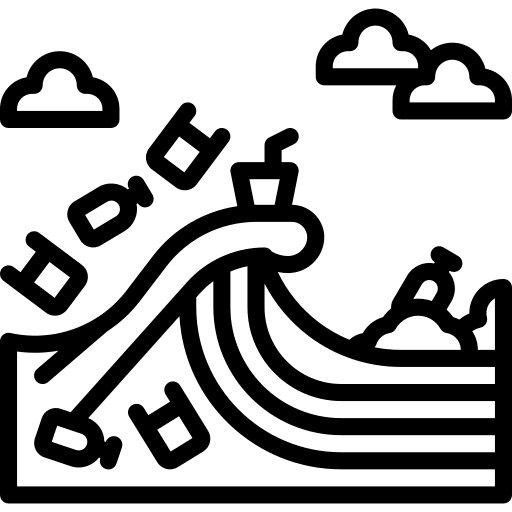 Plastic waste wave plastic cup icon