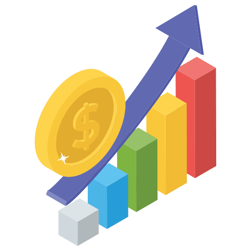 Growth chart mutual fund business and finance increase icon