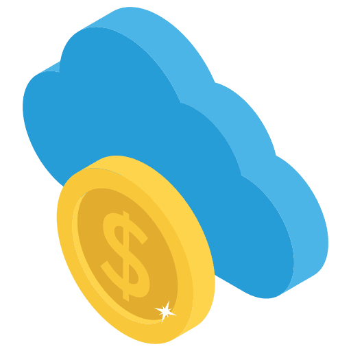 Cloud computing data coin money icon