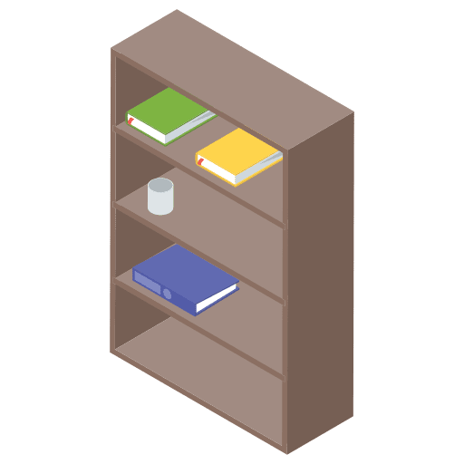 Bookshelf furniture and household business and finance library icon