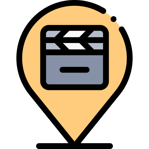 Cinema movie clapperboard location icon