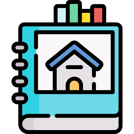Real estate house residence files and folders icon