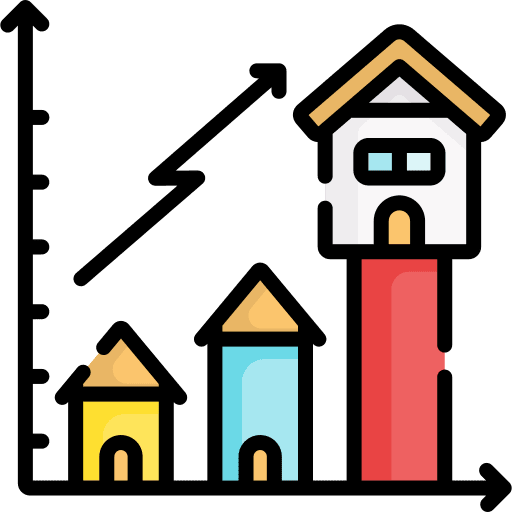 Real estate line graph house business icon