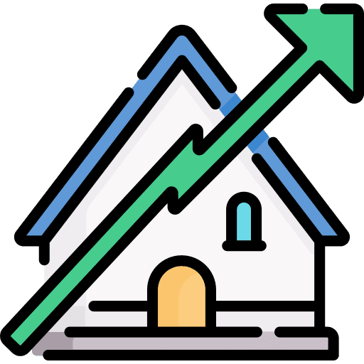 Price up real estate price up house icon
