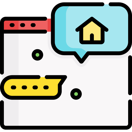 Chat speech bubble real estate home icon