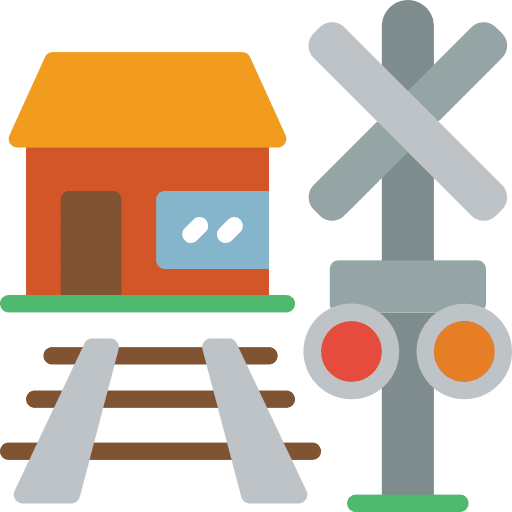 Station tracks platform trains icon