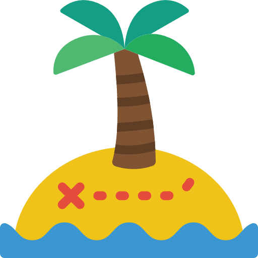 Treasure sea pirates island icon