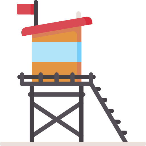Lifeguard tower red flag stand buildings icon