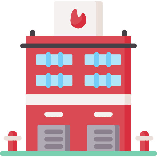 Fire station buildings firefighters firemen icon