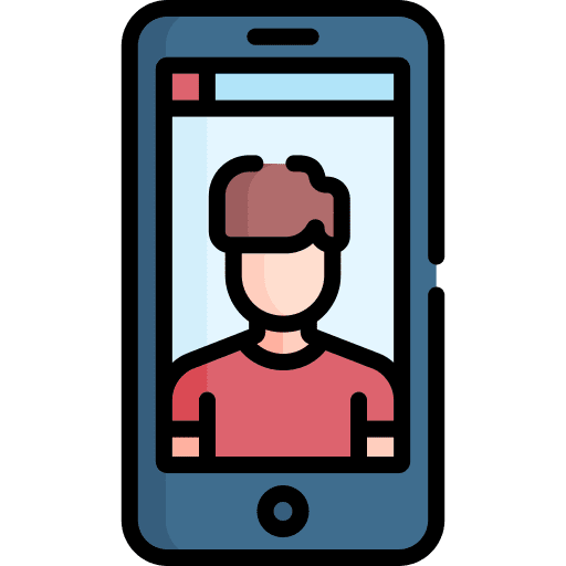 Video call man avatar front camera icon