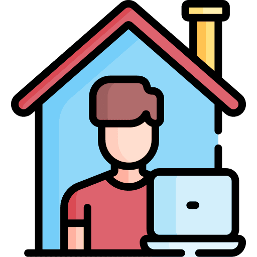 Work from home shelter people work from home icon
