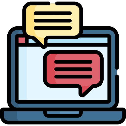 Chat laptop dialogue speech bubble icon
