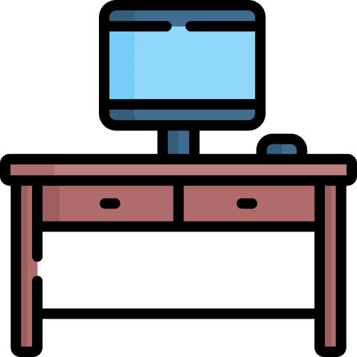 Desk telecommuting work from home work icon