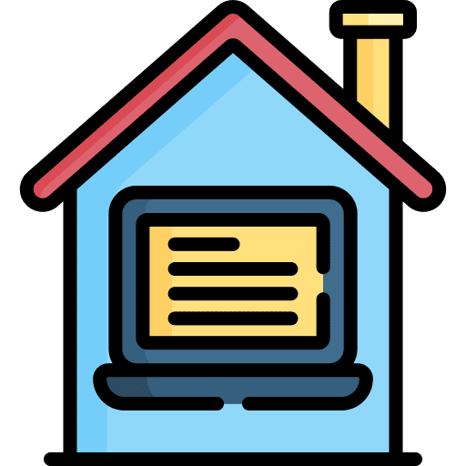 Work from home telecommuting home teleworking icon