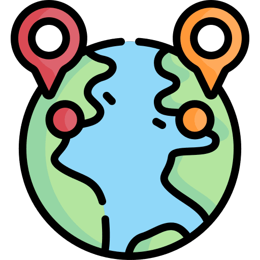 World region pin globe icon