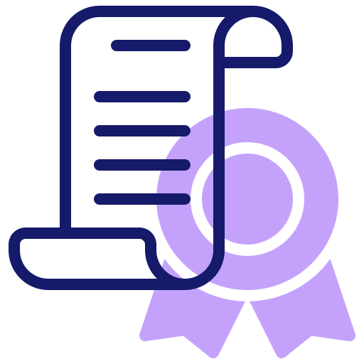 Certificate files and folders education course icon