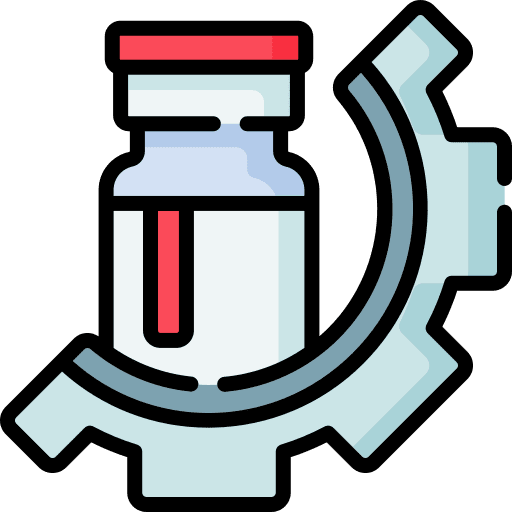 Vaccine testing gear cog icon