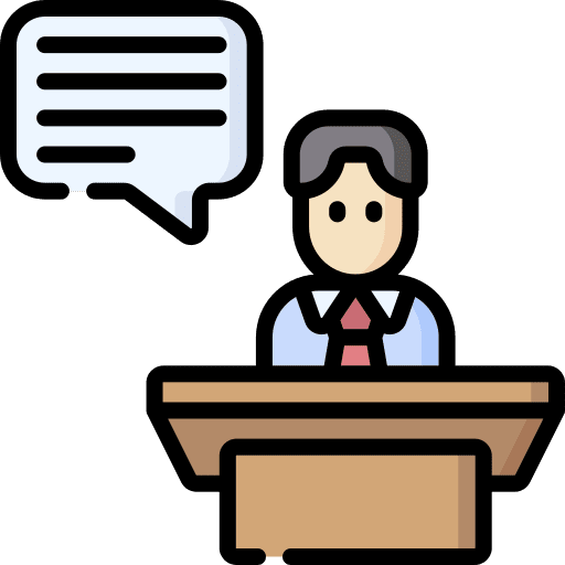 Conference presentation speaker people icon