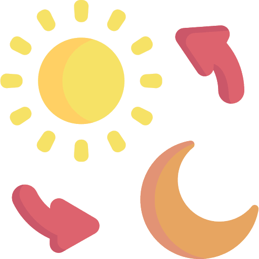 Day and night sun moon time and date icon