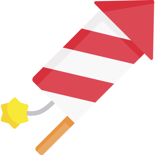 Fireworks birthday and party rocket clover icon