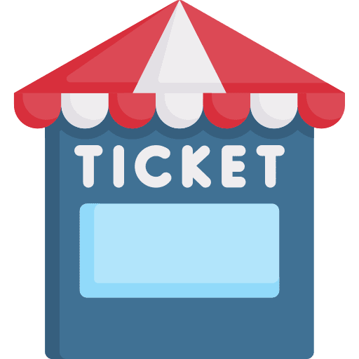 Ticket office architecture and city ticket office ticket window icon
