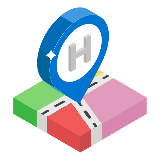 Maps and location hospital pin first aid icon