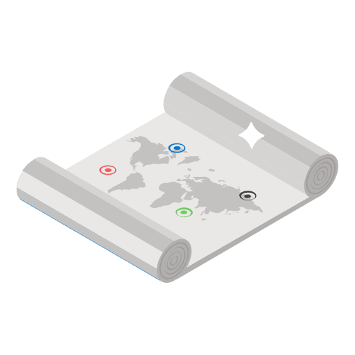 Paper maps and location paper treasure map icon