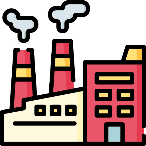 Factory pollution landscape contamination icon