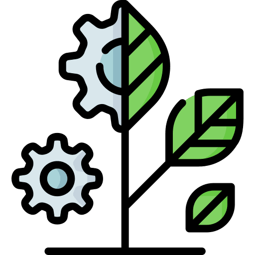 Ecosystem plant cogwheel ecologic icon