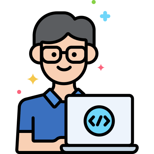 Programmer student computer graphic happy employee icon