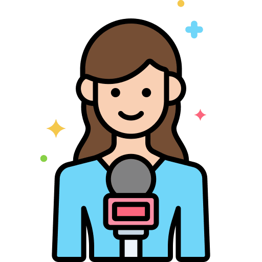 Female journalist professions and jobs reporter woman icon