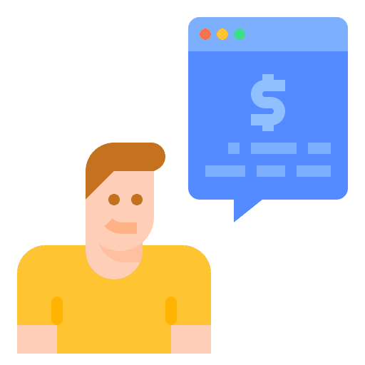 Demand man business and finance shopping icon