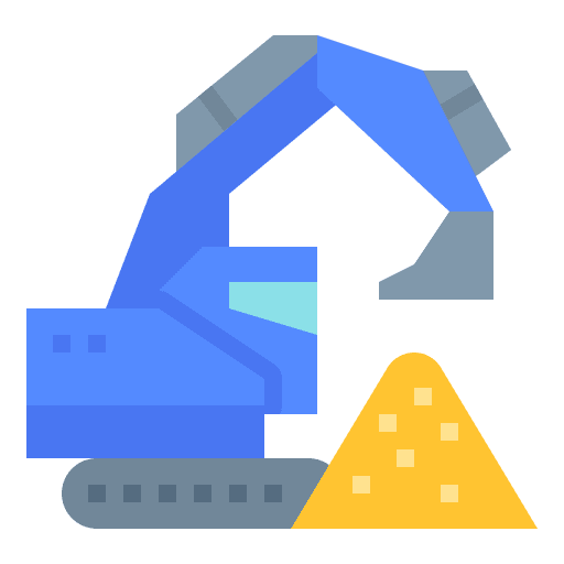 Excavator material tools vehicle icon