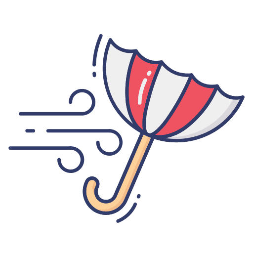 Umbrella windy wind weather icon