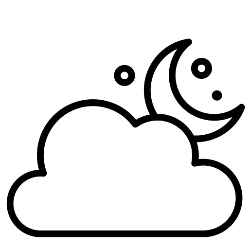 Cloudy night half moon weather cloud icon