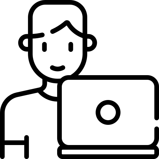 Online learning laptop user people icon