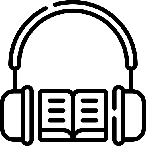 Audio book headphone study online learning icon