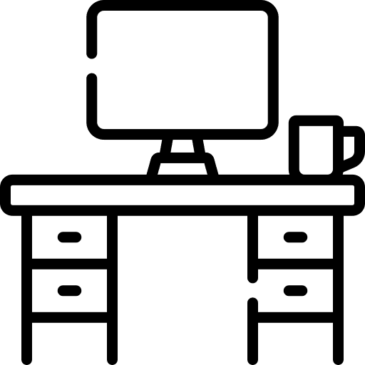 Desk monitor workplace furniture icon