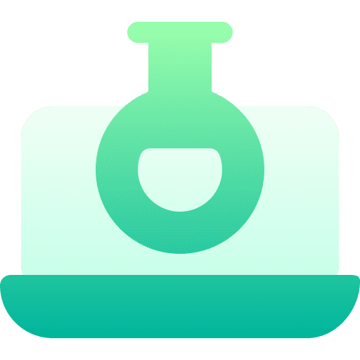 Chemistry online learning computer flask icon