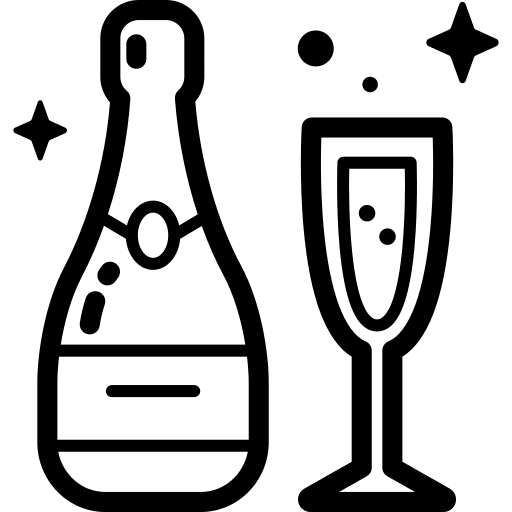 Champagne food and restaurant beverage glass icon