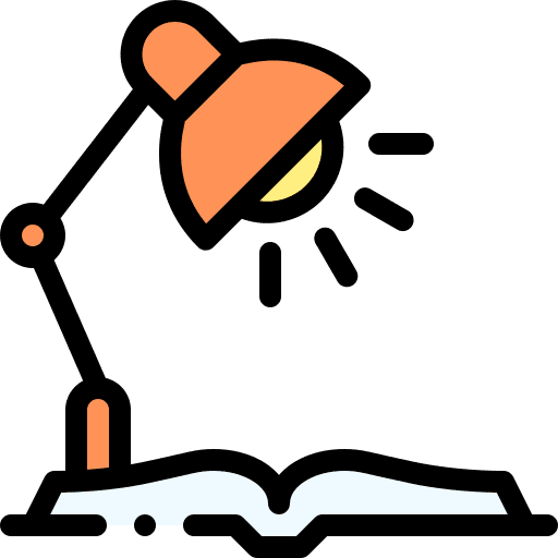 Reading literature studying lamp icon