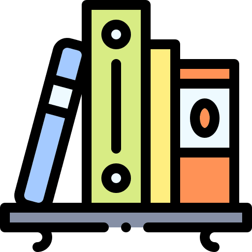 Book shelf bookcase home education icon