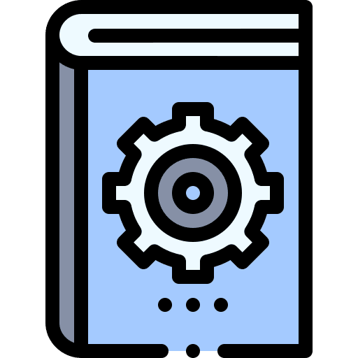 Gear cogwheel mandatory book icon