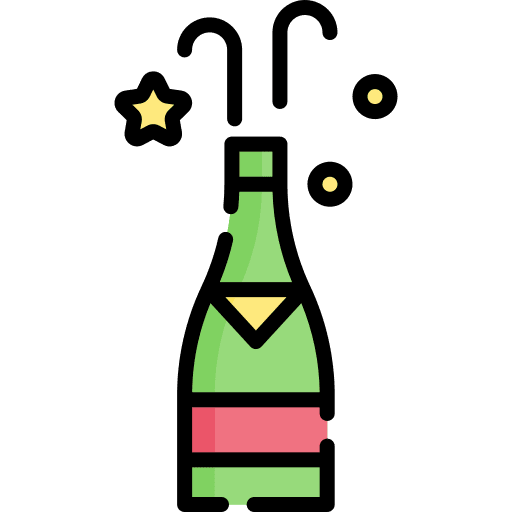 Champagne bottle drink birthday and party icon