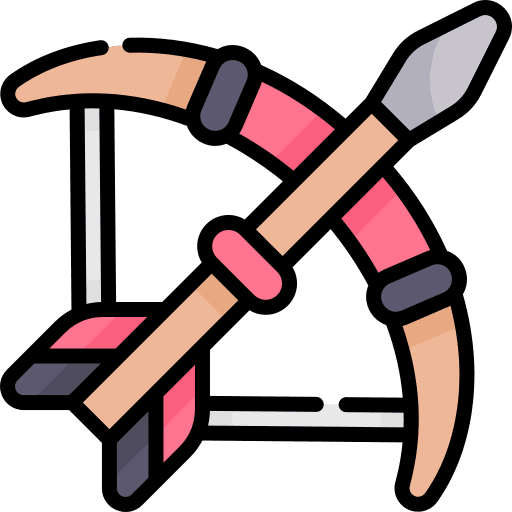 Bow and arrow sports and competition archery equipment icon